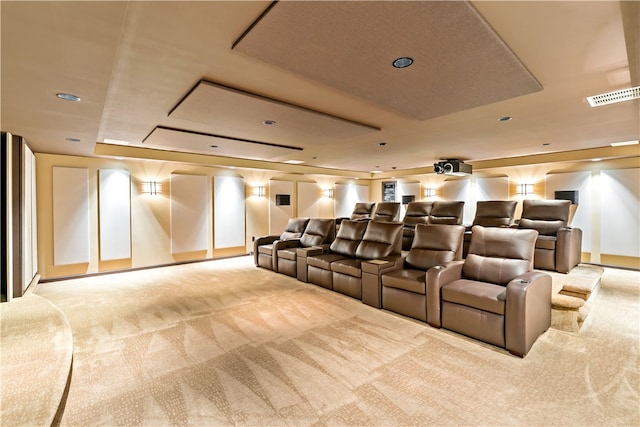 view of carpeted cinema room