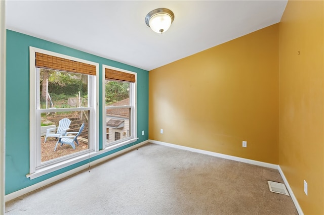 spare room featuring light colored carpet