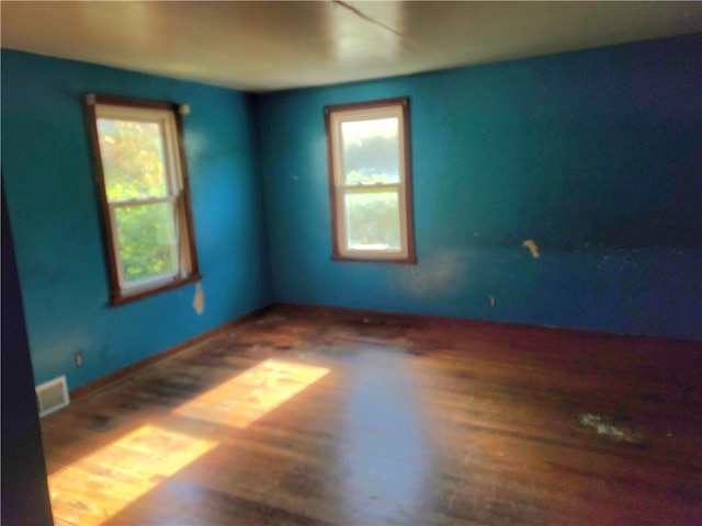 empty room featuring hardwood / wood-style flooring and a healthy amount of sunlight