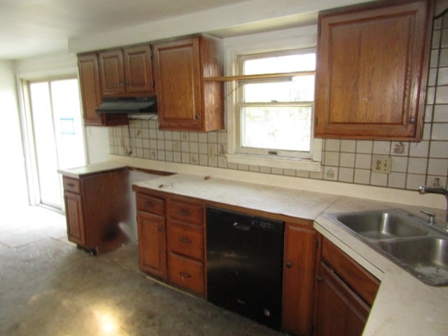 kitchen with sink, backsplash, and dishwasher