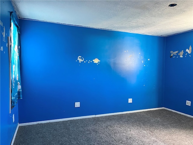 carpeted spare room featuring a textured ceiling