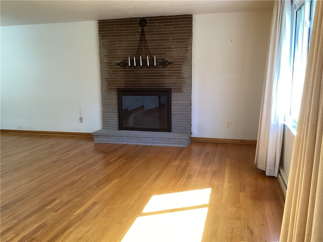 unfurnished living room featuring hardwood / wood-style floors and a fireplace