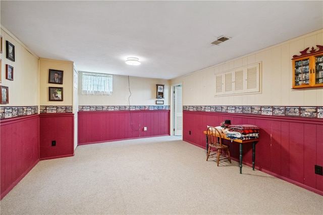 view of carpeted home office