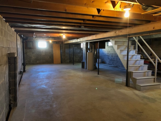 basement with gas water heater