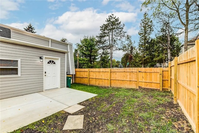 view of yard featuring a patio and a fenced backyard
