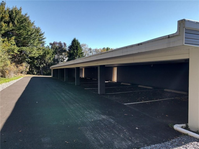 view of covered parking lot