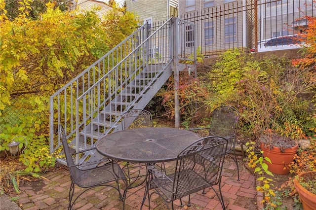 110 Pius St, South Side, PA 15203 - view of patio with stairway and outdoor dining area