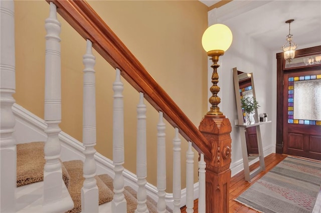 110 Pius St, South Side, PA 15203 - foyer with stairway and hardwood / wood-style floors