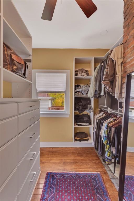 110 Pius St, South Side, PA 15203 - spacious closet featuring ceiling fan and wood finished floors