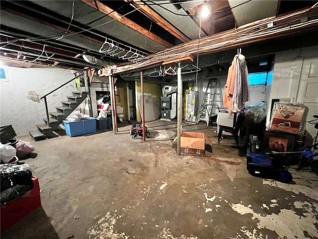 basement featuring water heater