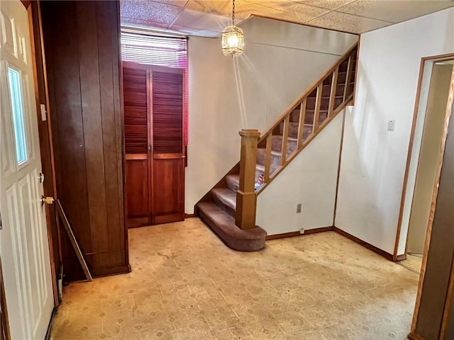 1229 Main St, Aliquippa, PA 15001 - finished below grade area with stairs and a paneled ceiling