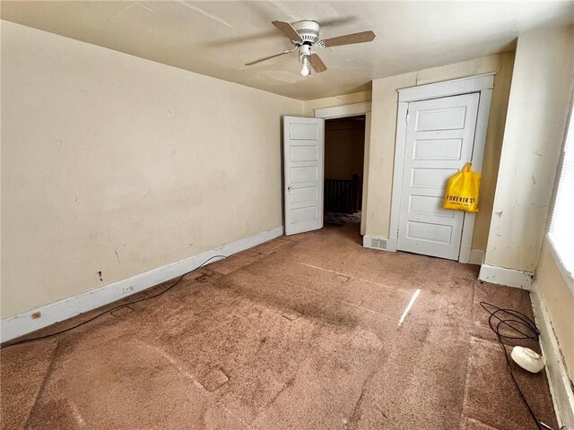 1229 Main St, Aliquippa, PA 15001 - unfurnished bedroom featuring carpet, baseboards, and ceiling fan