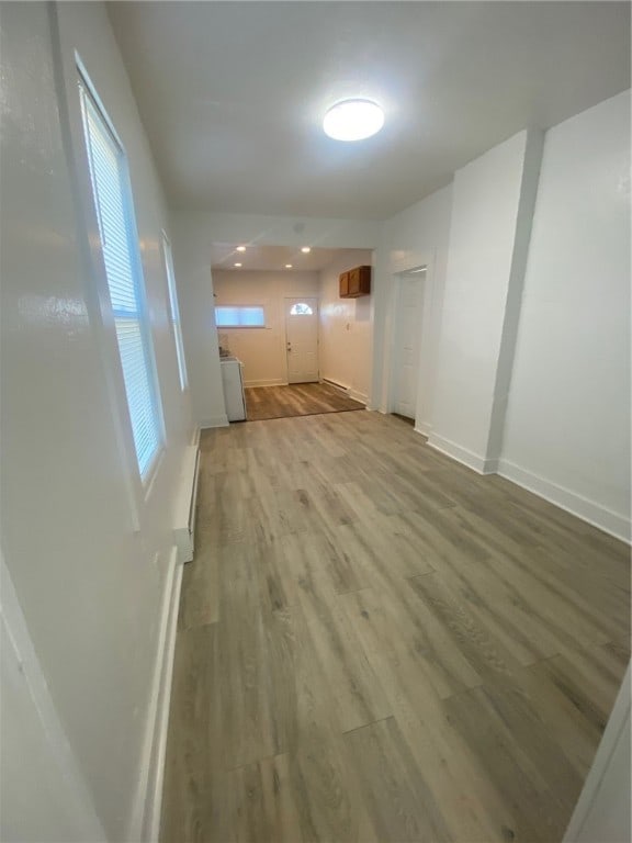 interior space with hardwood / wood-style flooring