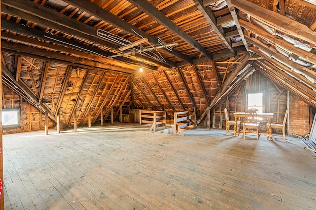 view of unfinished attic