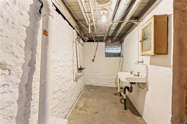 basement with sink