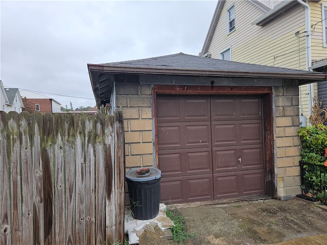 view of garage