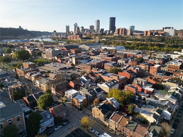 drone / aerial view featuring a city view