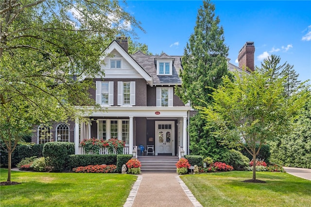 view of front facade featuring a front lawn