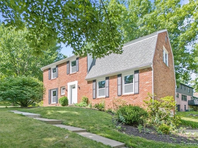 colonial house with a front lawn