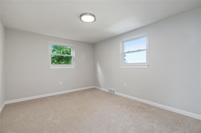 spare room featuring light colored carpet and a wealth of natural light