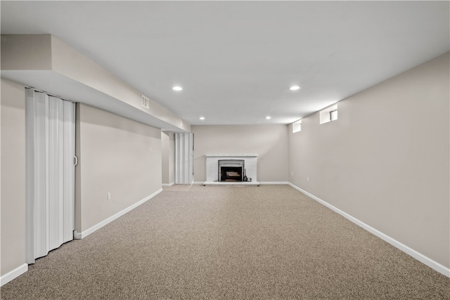 basement featuring carpet floors