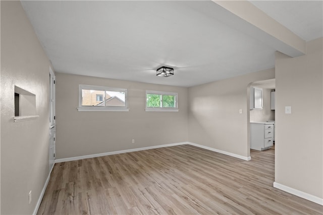 empty room with light hardwood / wood-style floors