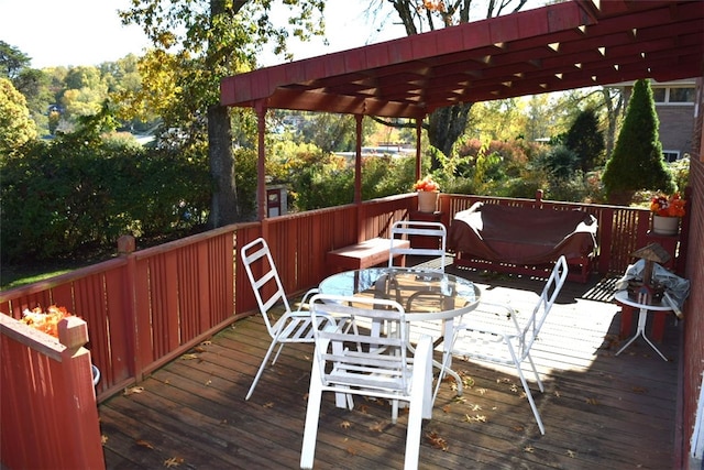 wooden terrace with a pergola