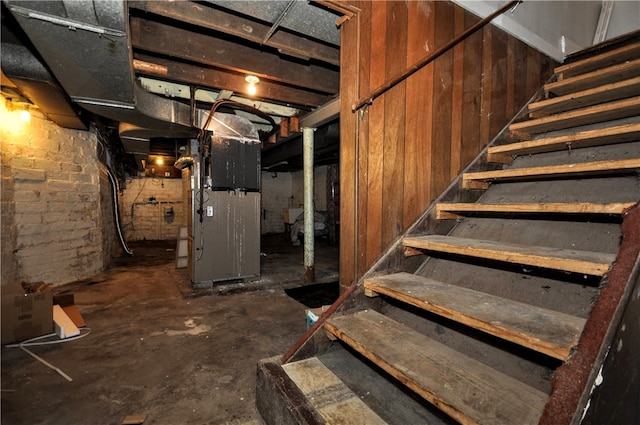 basement featuring heating unit