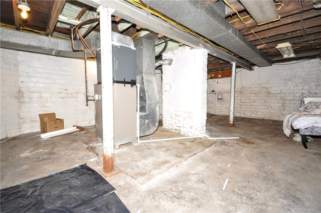 basement with heating unit