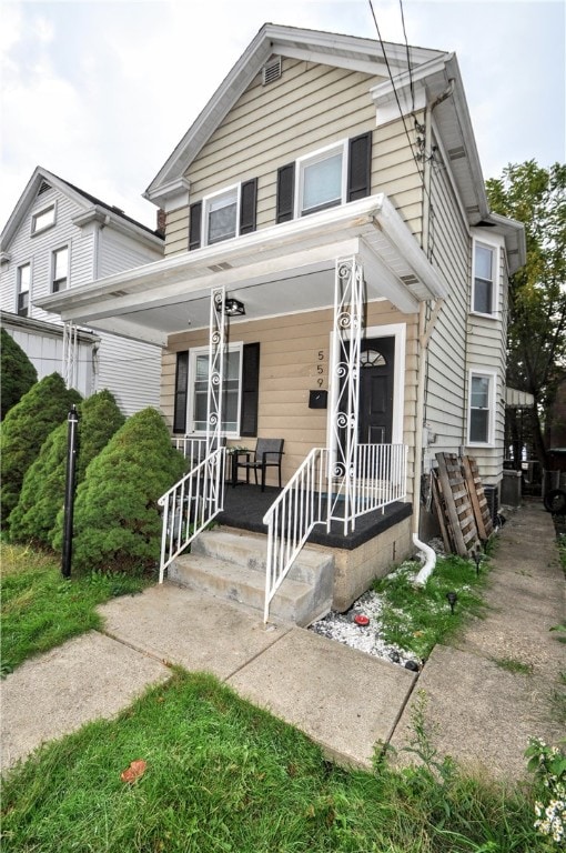 front facade with a porch