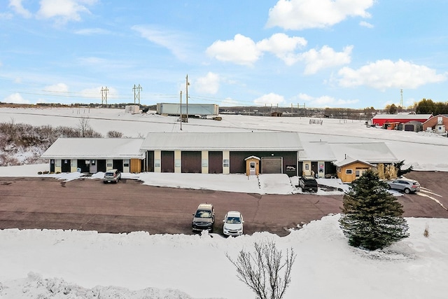 view of snow covered building