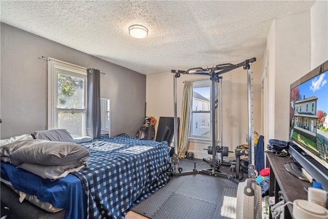 bedroom with a textured ceiling