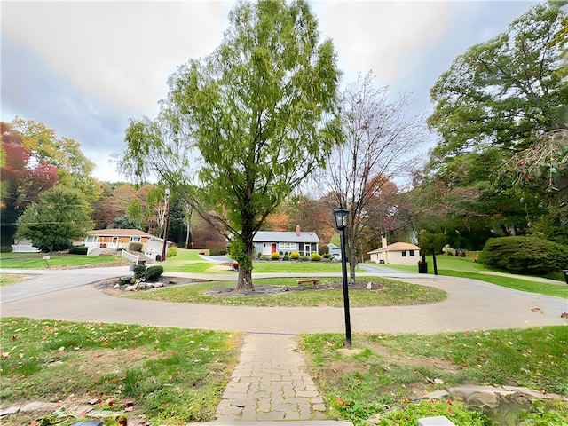 view of property's community featuring a yard