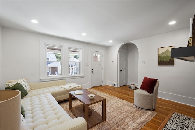 living room featuring hardwood / wood-style flooring