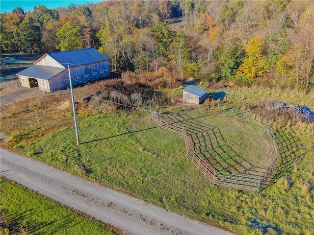 aerial view with a rural view