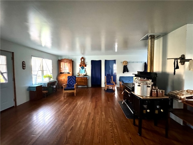 living room featuring dark hardwood / wood-style flooring