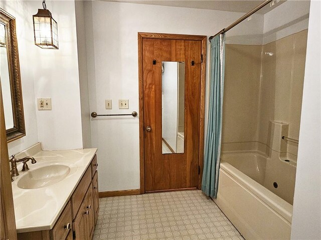 2656 Shelly Dr, White Twp Ind, PA 15701 - bathroom featuring shower / bath combo, vanity, and tile patterned floors