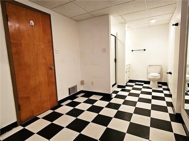 2656 Shelly Dr, White Twp Ind, PA 15701 - bathroom with toilet, tile patterned floors, visible vents, and a paneled ceiling