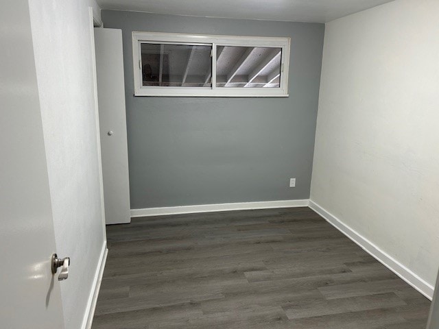 empty room with dark wood-type flooring