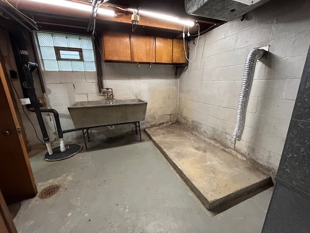 basement featuring sink