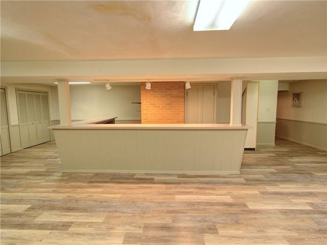 kitchen with light hardwood / wood-style floors