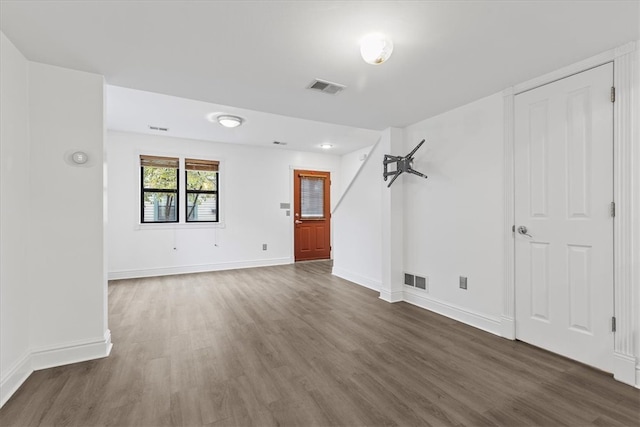 unfurnished living room featuring dark hardwood / wood-style floors