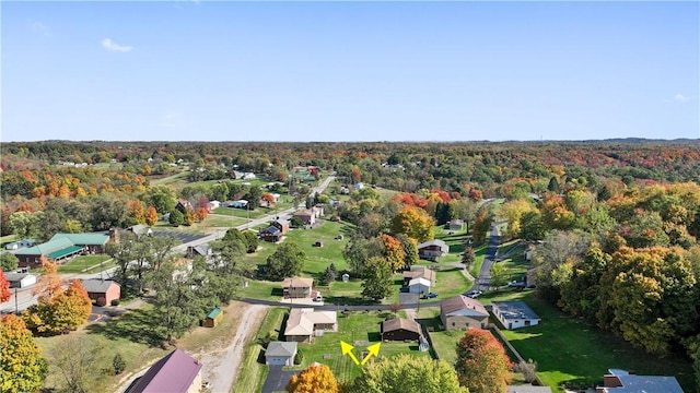 bird's eye view featuring a view of trees