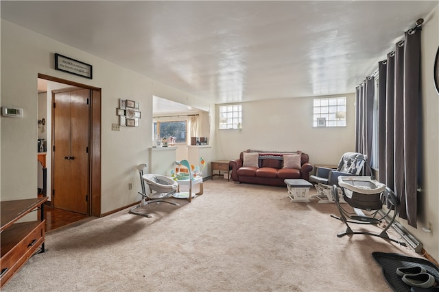 living room featuring carpet flooring