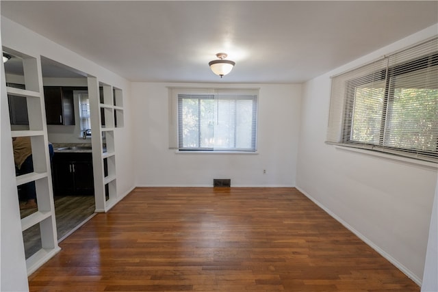 interior space featuring a wealth of natural light and dark hardwood / wood-style flooring