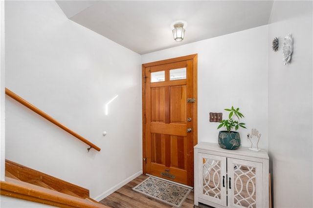 foyer with hardwood / wood-style flooring