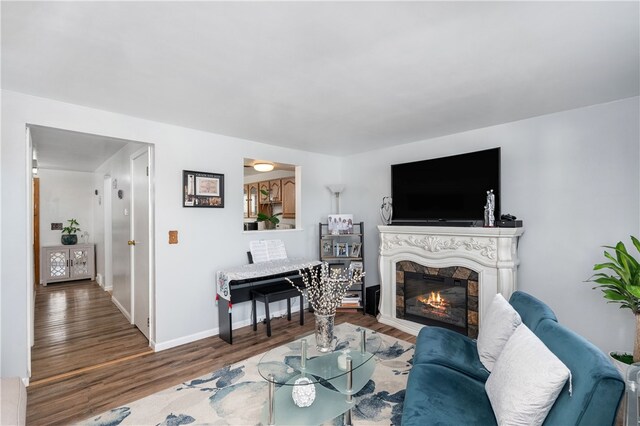 living room with hardwood / wood-style flooring