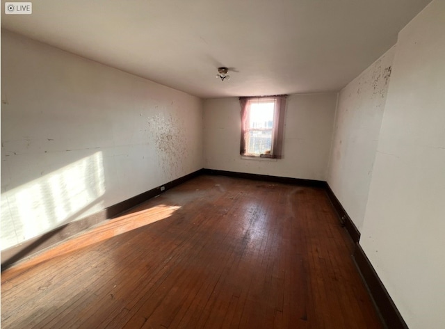 empty room with dark wood-type flooring