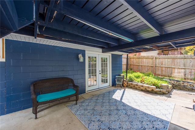 view of patio / terrace featuring french doors