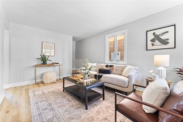 living room with light wood-type flooring